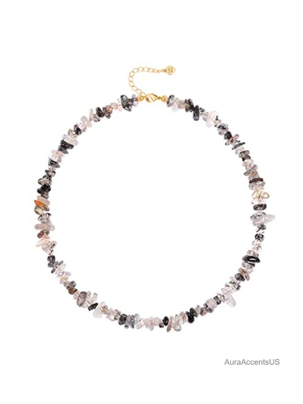 Gemstone Beaded Choker Necklace 18k Gold Plated Lobster Clasp 15in Adjustable